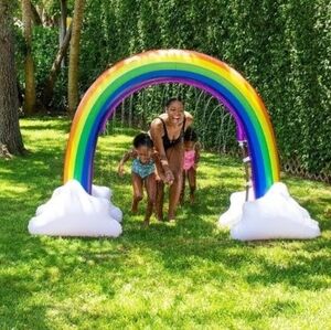 Vibrant Inflatable Rainbow Arch Summer PoolCandy Jumbo Inflatable Sprinkler Toy